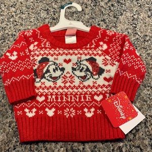 New Disney Mickey and Minnie Santa Christmas Sweater -‎ 6/9M